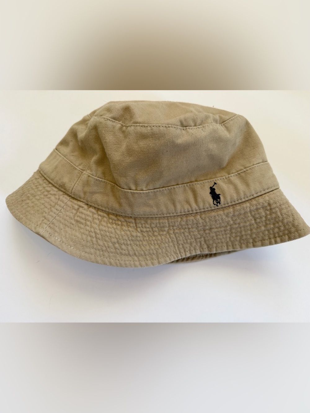 Polo by Ralph Lauren Khaki/Tan Bucket Hat with navy  Polo Logo - Picture 7 of 10